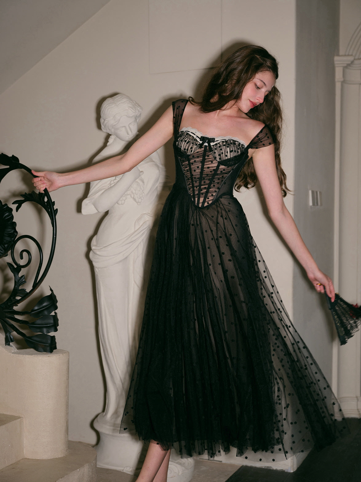 Midnight Elegance Black Tulle Dress