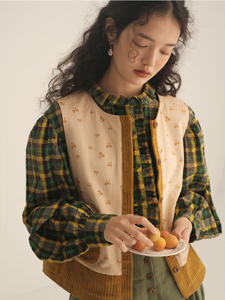 Rustic Plaid Ruffle Blouse