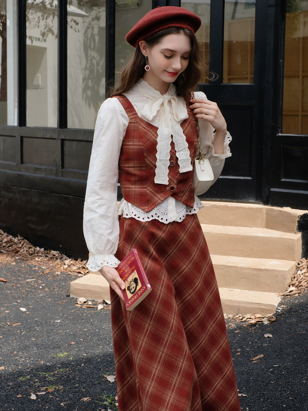 Red Checkered Vintage Cotton Vest