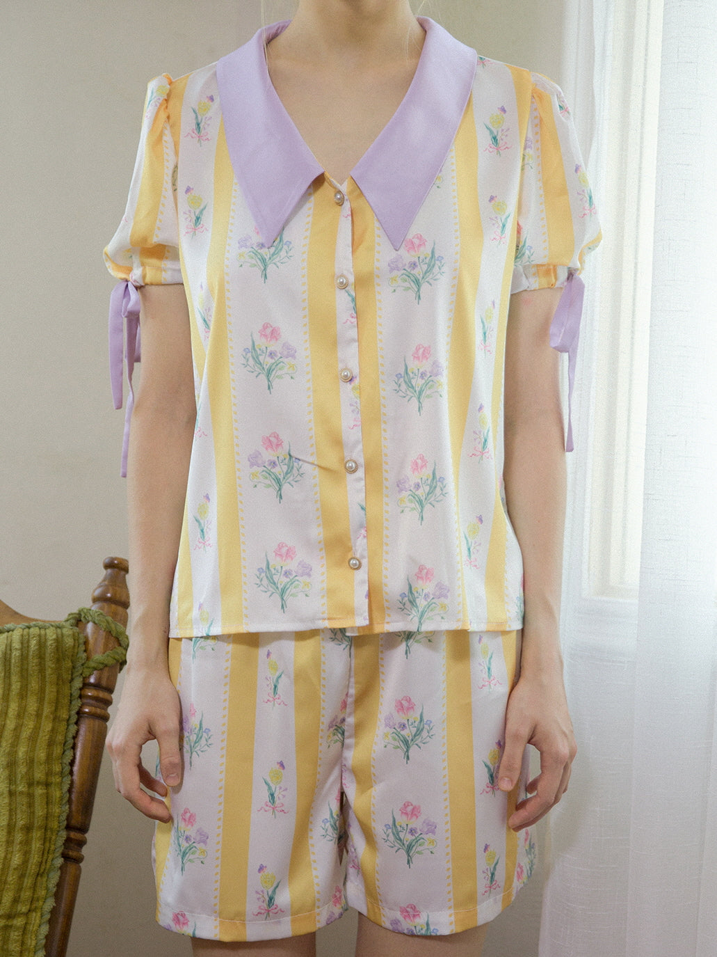 Sunlit Blossom Silk Pajamas