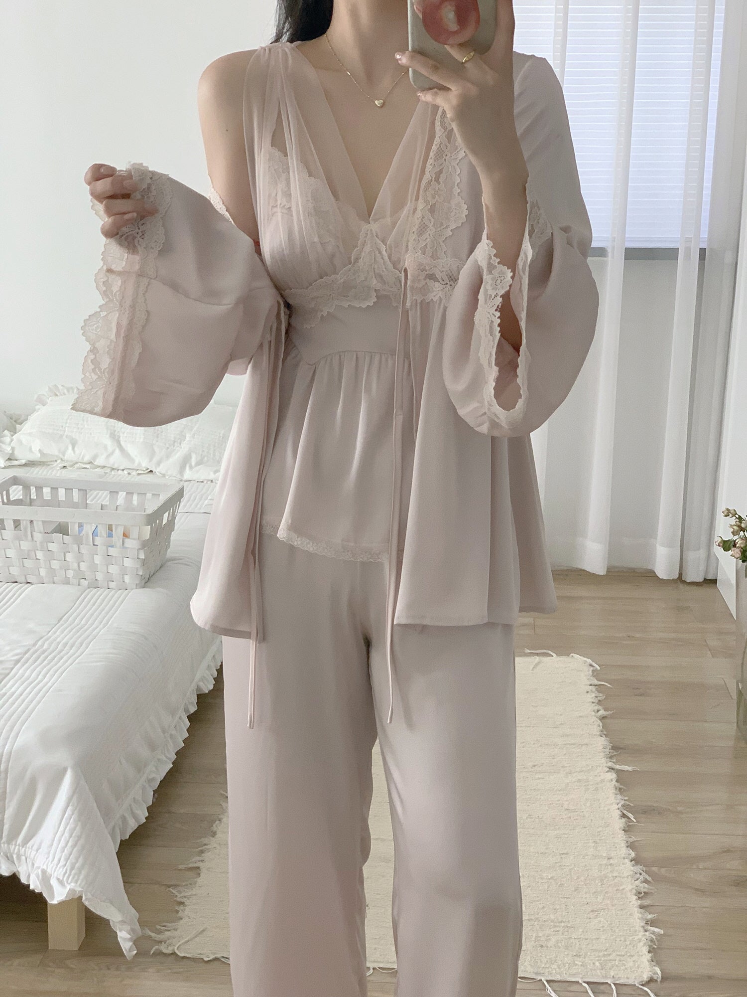 Ethereal Elegance Pink Loungewear Set