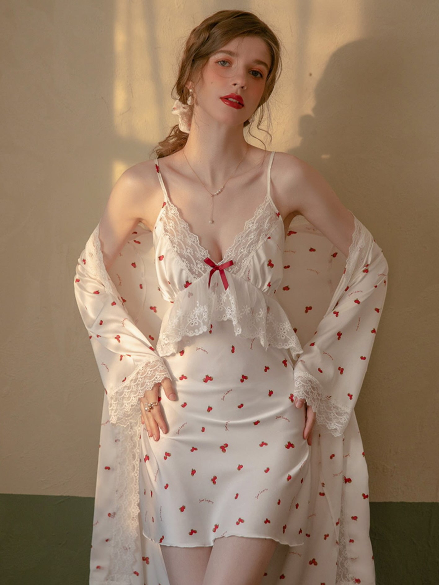 Romantic Cherry Blossom Nightgown Set