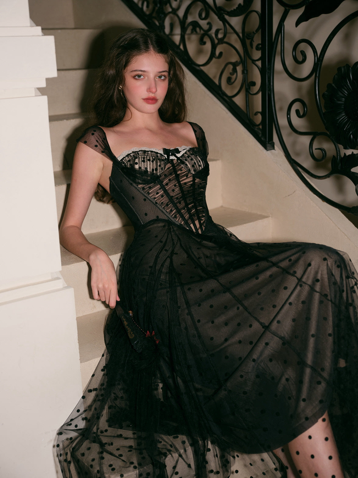 Midnight Elegance Black Tulle Dress