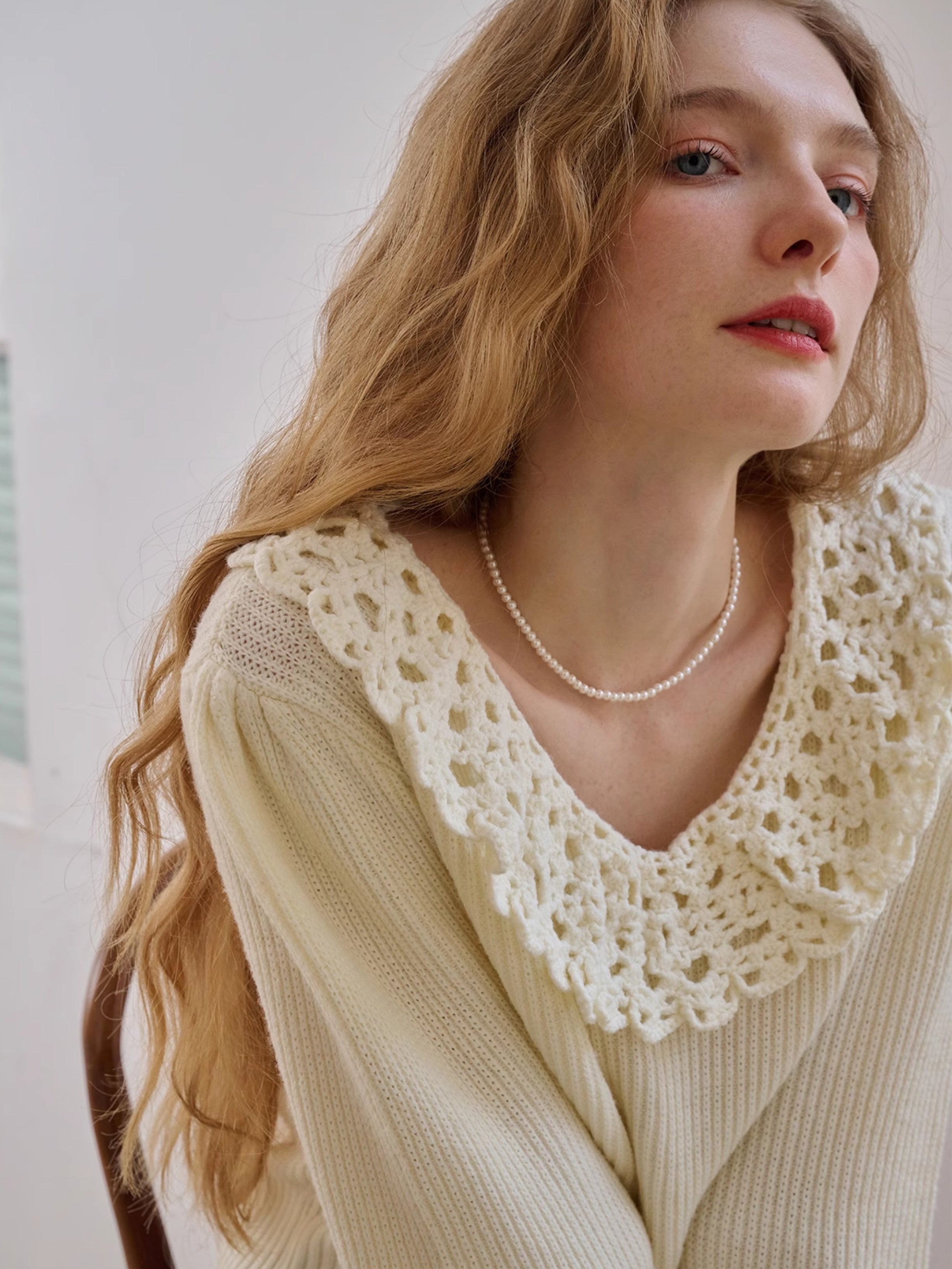 Vintage Lace Collar Knit Sweater