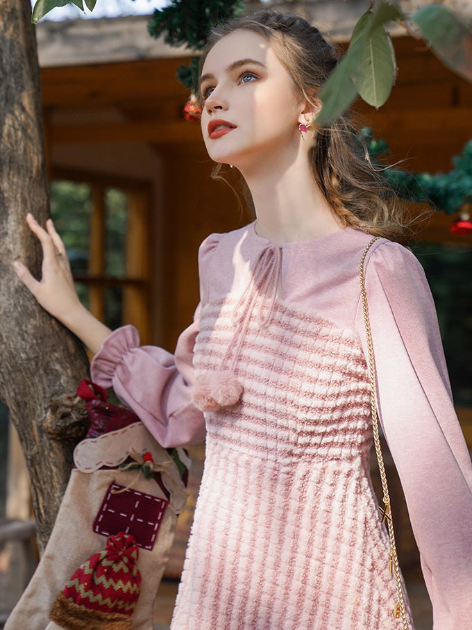 Whimsical Pink Corduroy Cottage Dress