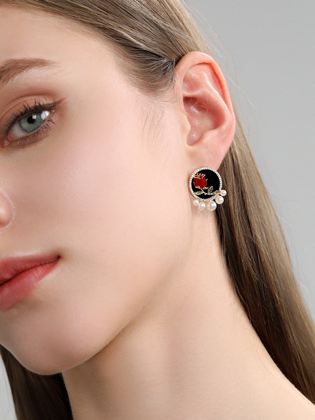 Elegant Rose Stud Earrings