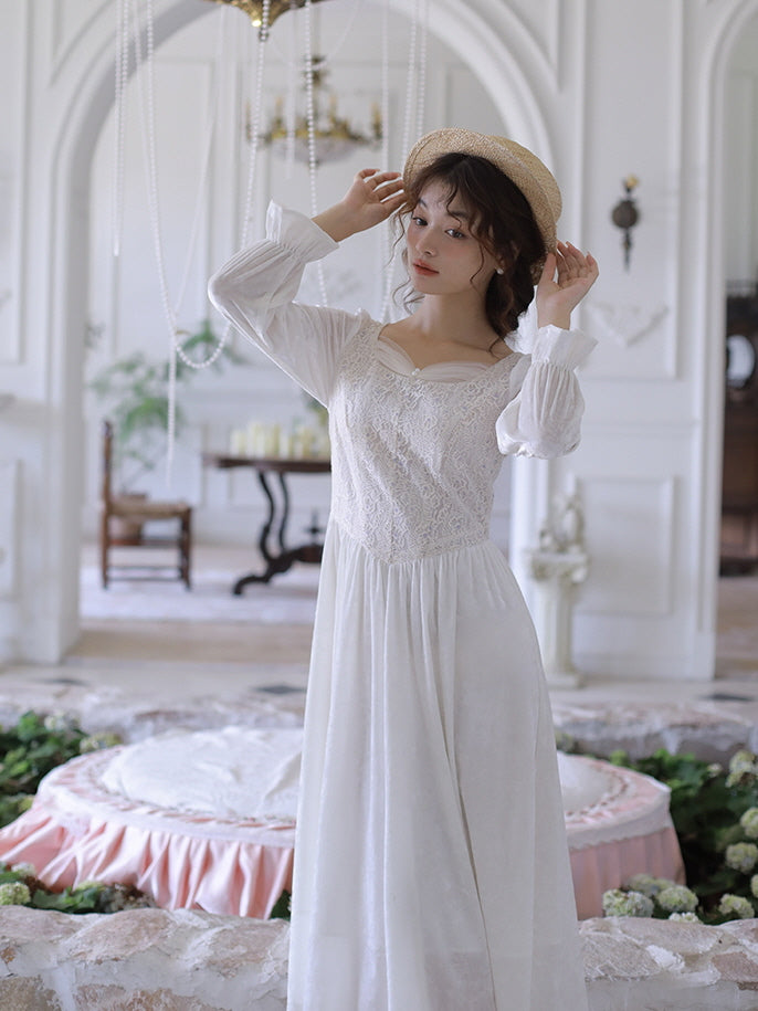 Ethereal Elegance White Vintage Dress