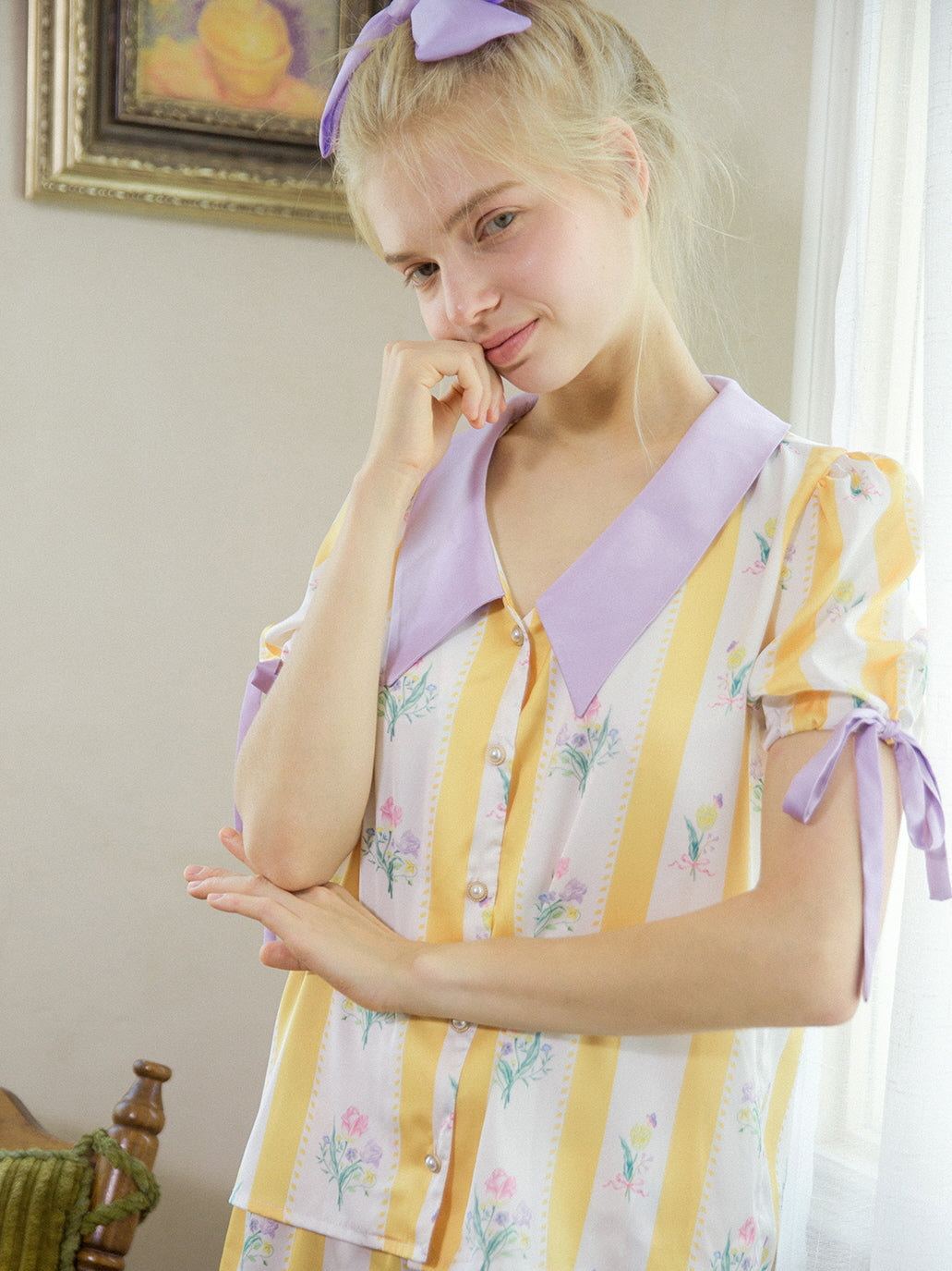 Sunlit Blossom Silk Pajamas