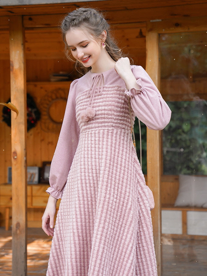 Whimsical Pink Corduroy Cottage Dress