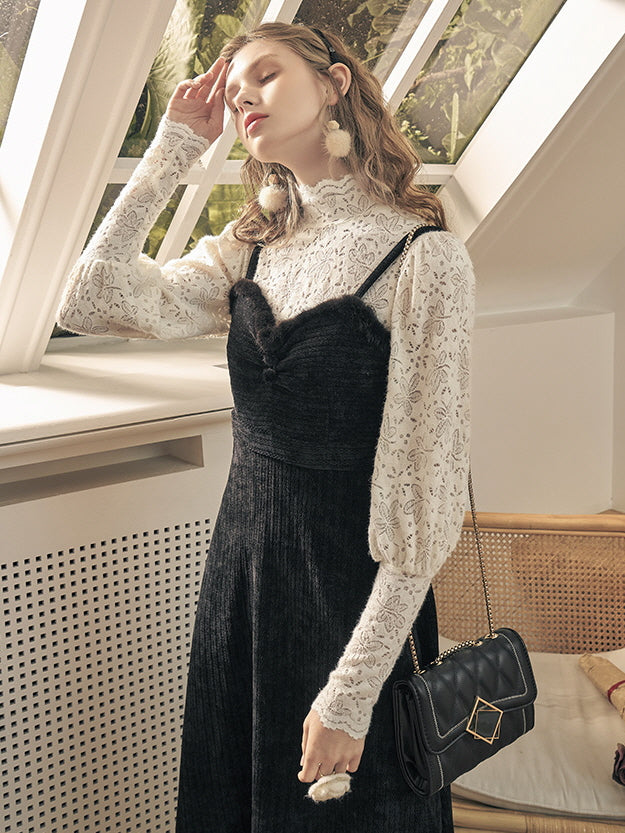 Dream Snow Yarn Wool Black Dress