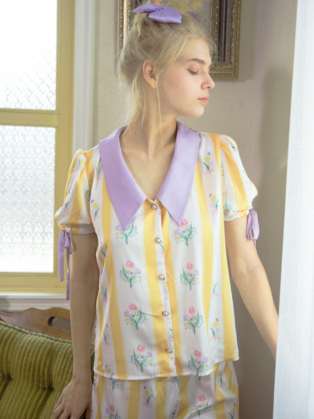 Sunlit Blossom Silk Pajamas