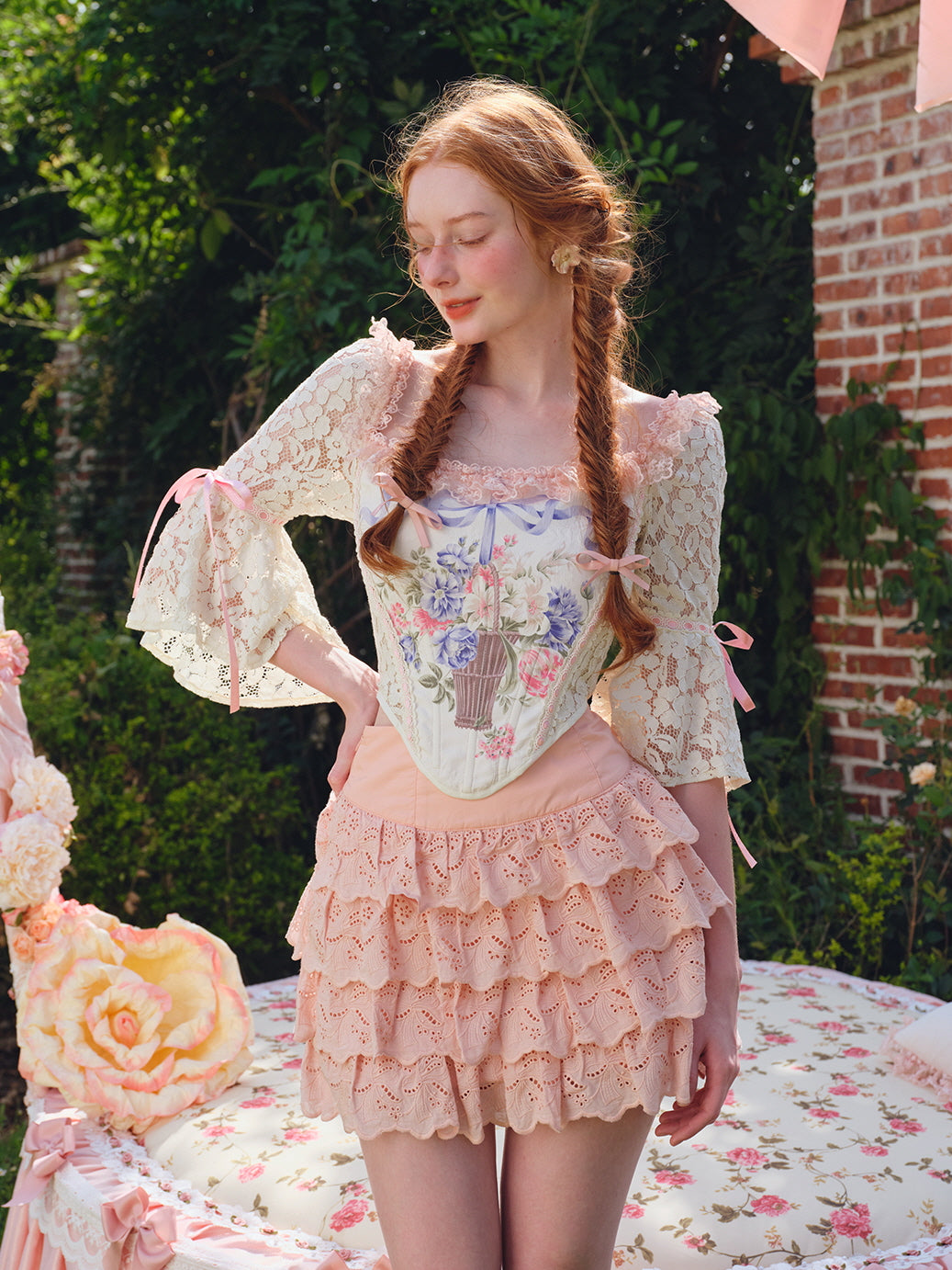 Romantic Floral Lace Corset Top