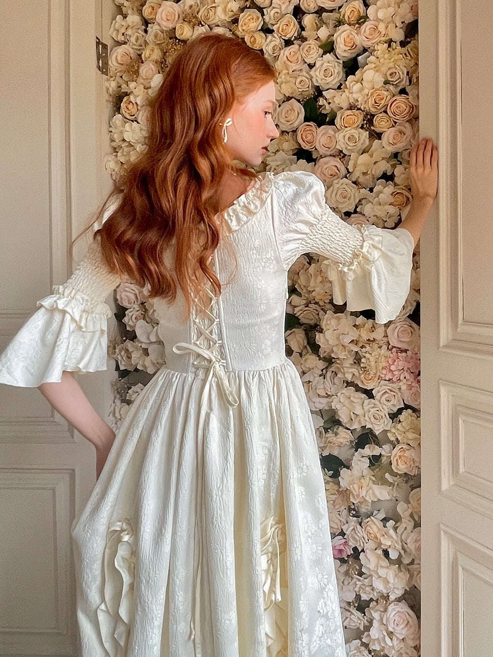 Victorian Dream Ivory Ruffled Gown