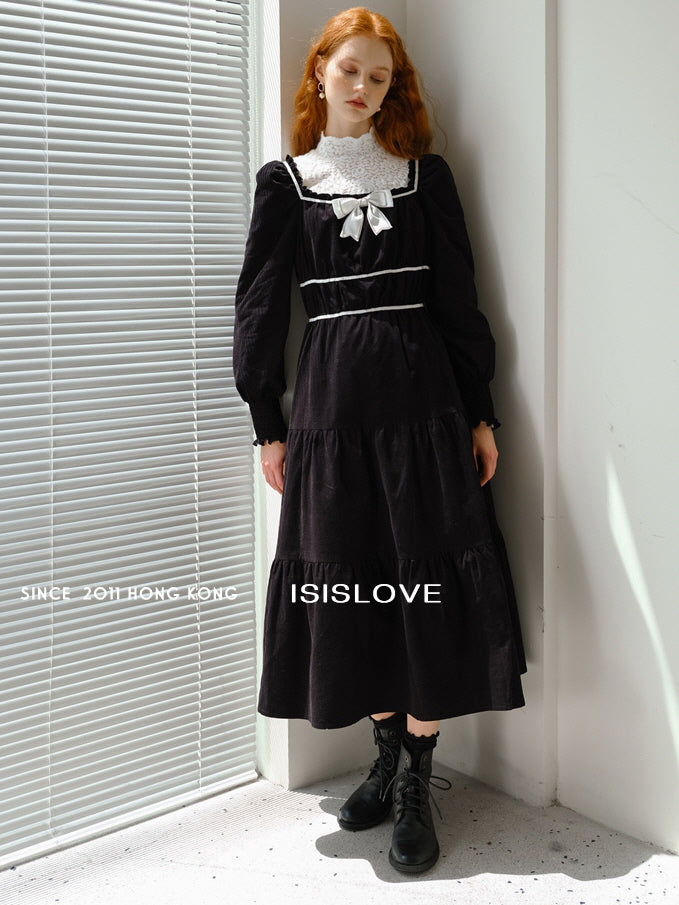 Midnight Elegance Corduroy Dress