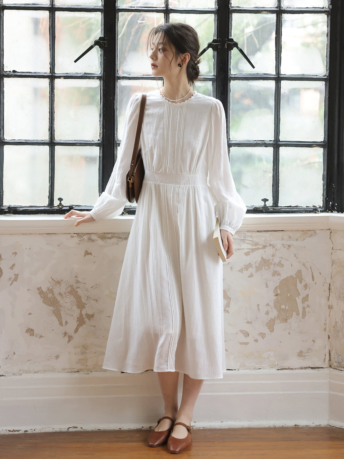 Ivory Vintage-Inspired Dress