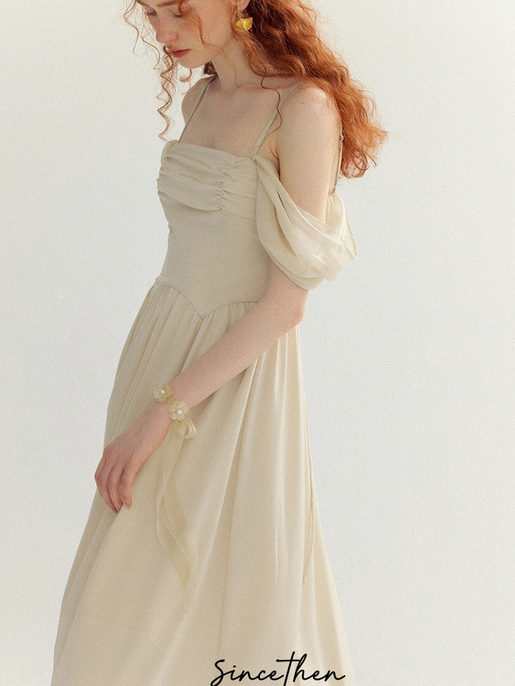 Ethereal Off-Shoulder White Princess Maxi Dress