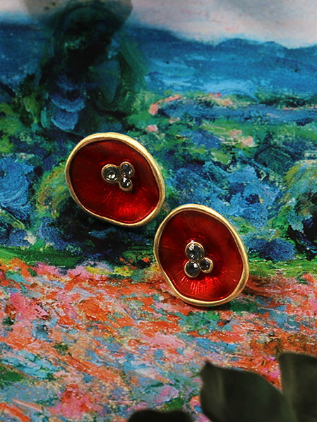 Elegant Poppy Blossom Earrings