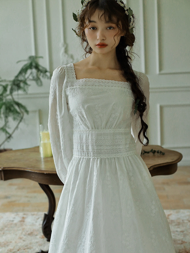 Ethereal White Princess Cotton Dress