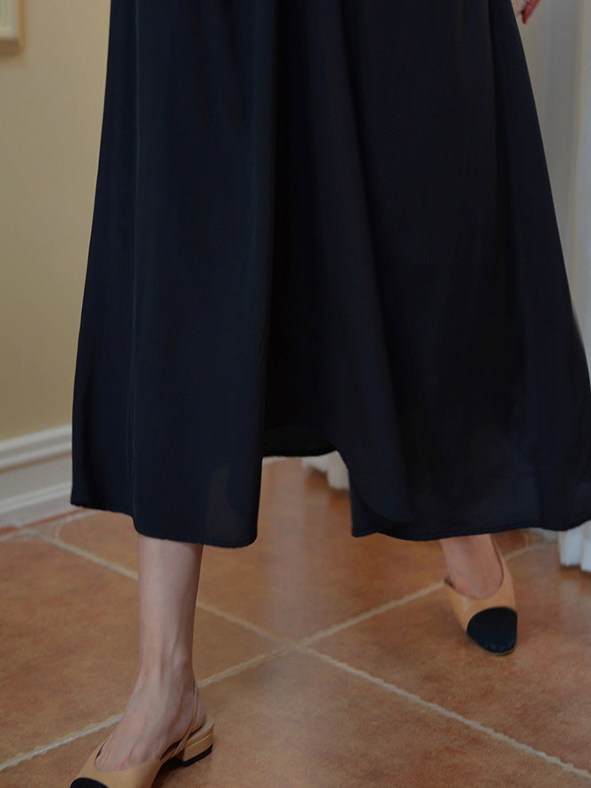 Vintage-Inspired Black Knit and Chiffon Dress