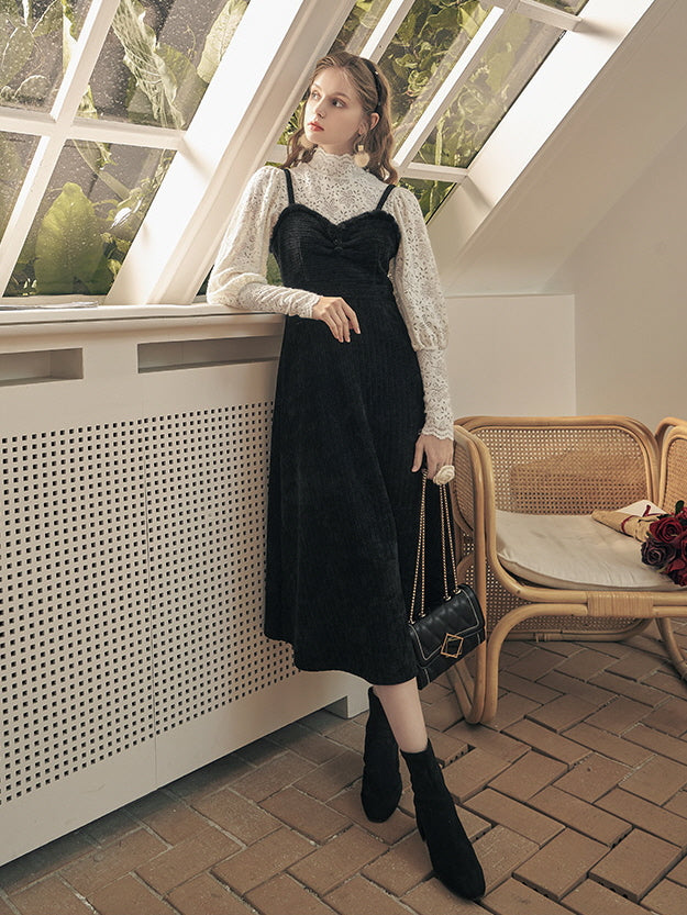 Dream Snow Yarn Wool Black Dress