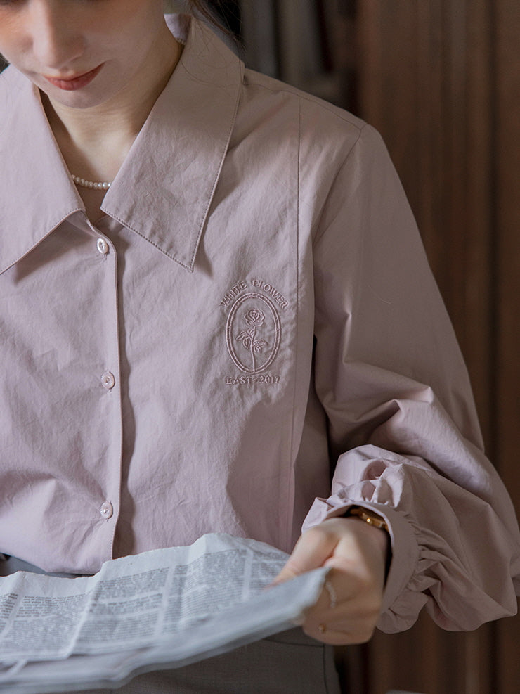 Lavender Blossom Embroidered Blouse