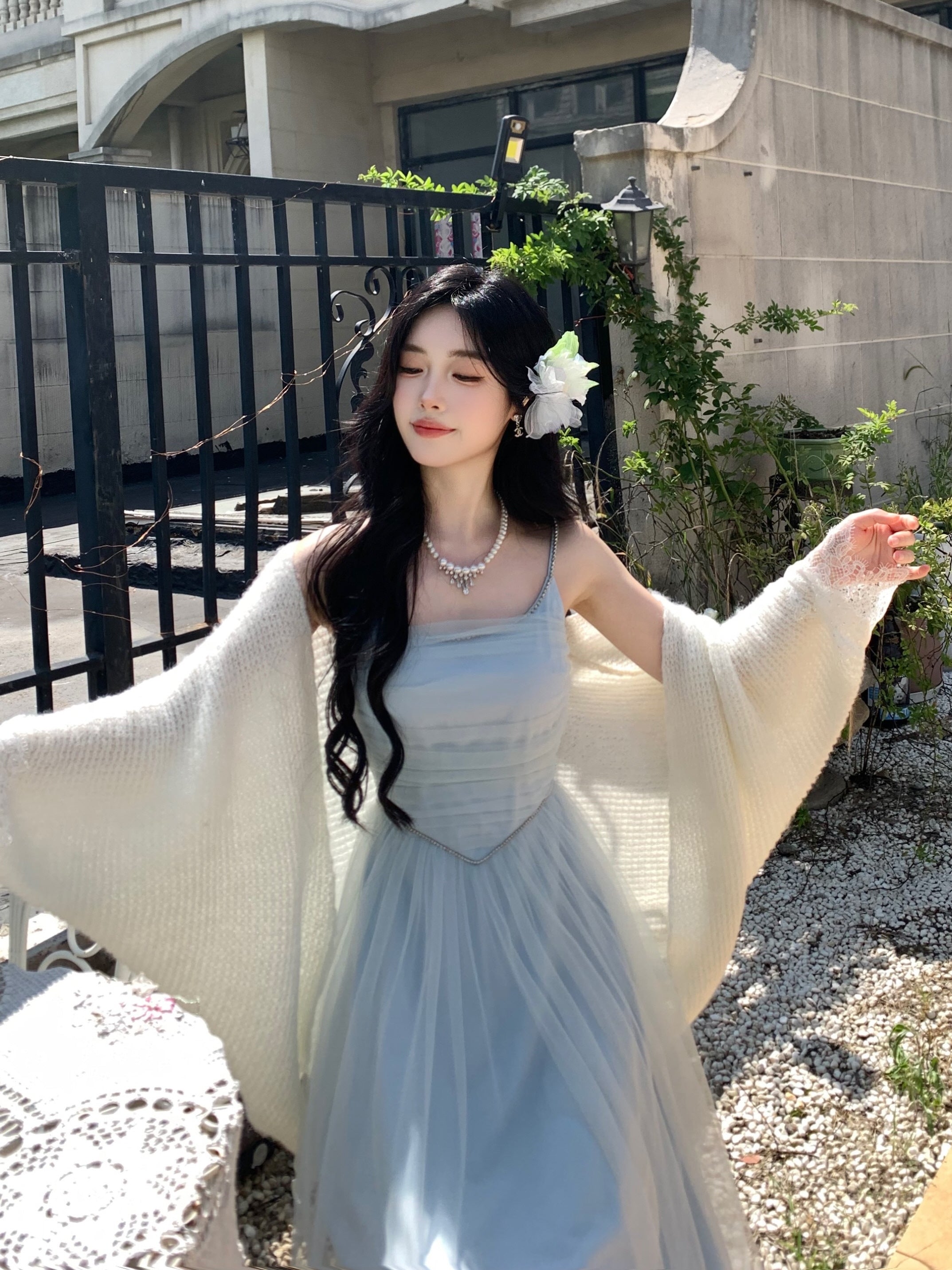 Dreamy Sky Blue Tulle Gown