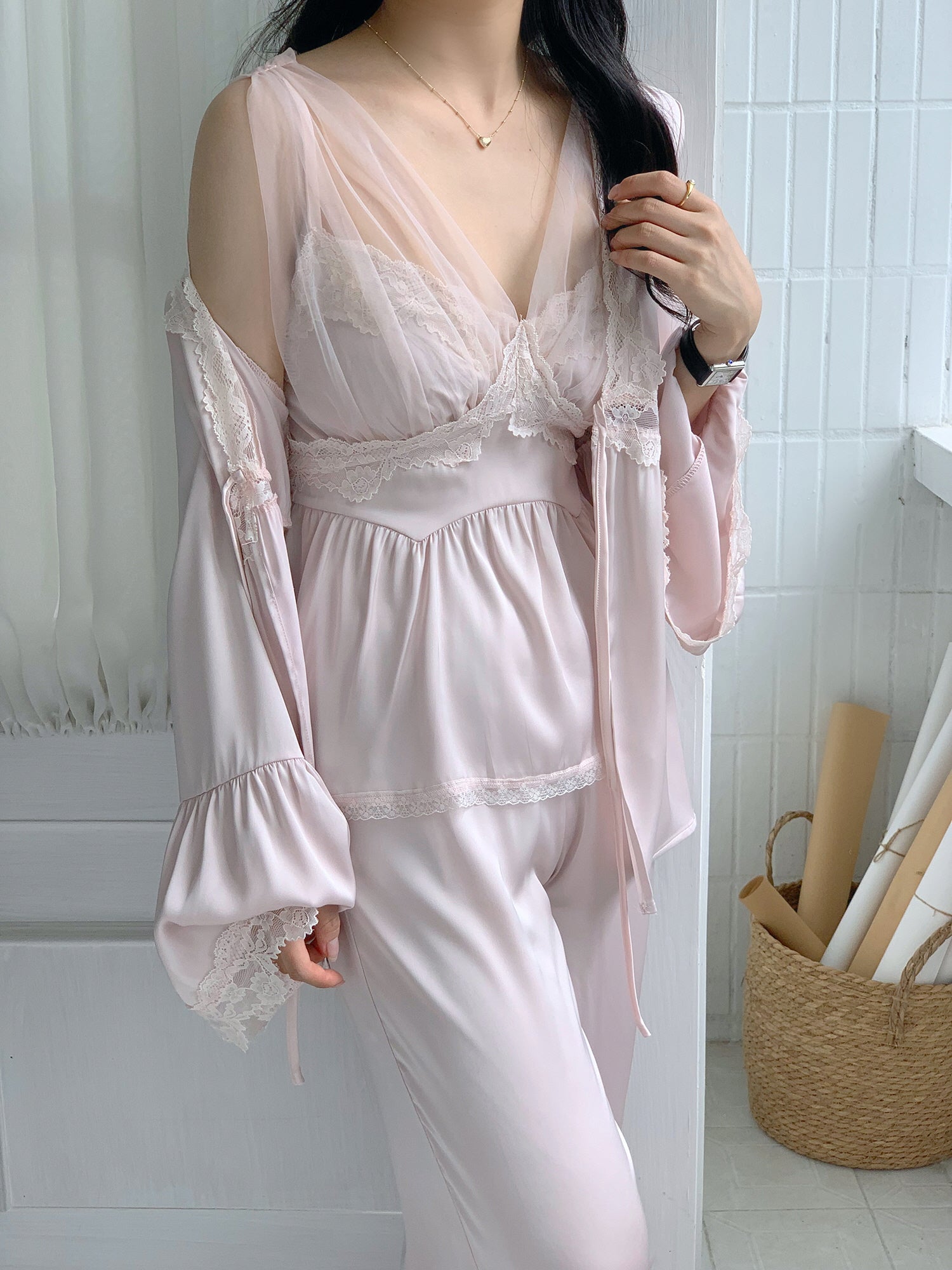 Ethereal Elegance Pink Loungewear Set