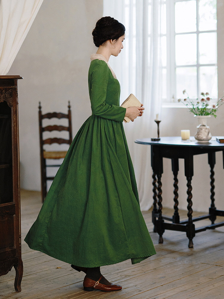 Emerald Garden Embroidered Collar Dress