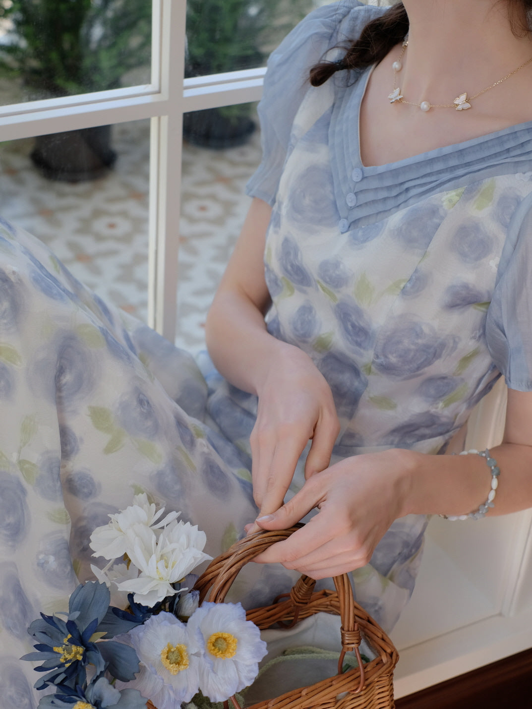 Ethereal Blue Floral Dress