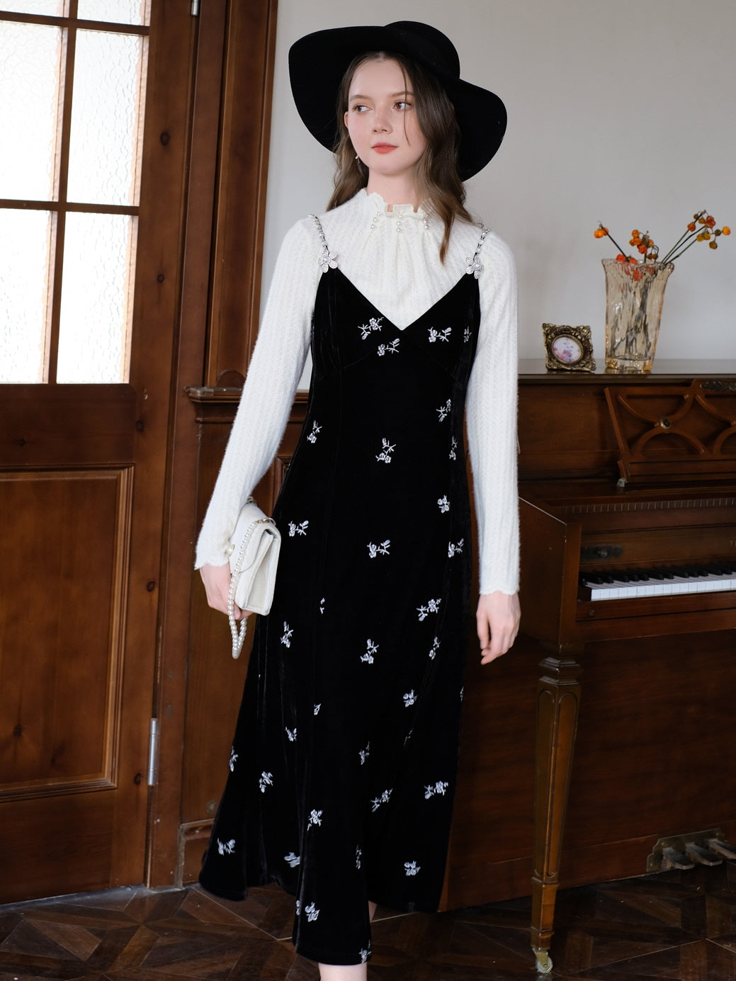 Snowy Night Velvet Maxi Dress