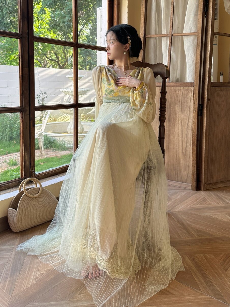 Ethereal Floral Elegance Tulle Dress