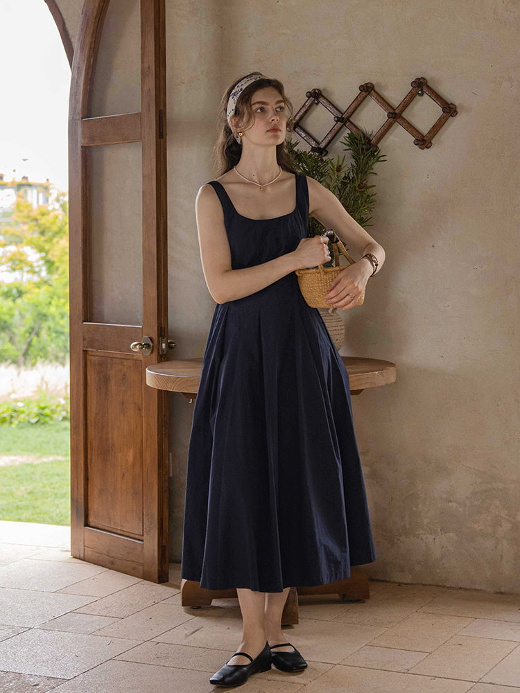 Midnight Elegance Cotton Dress