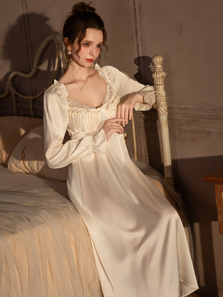 Silk Elegance Lace-Trimmed Nightgown