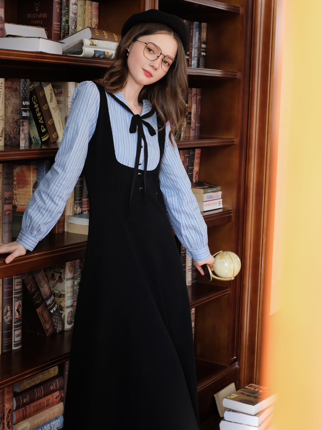 Vintage Sailor Collar Layered Shirt Dress