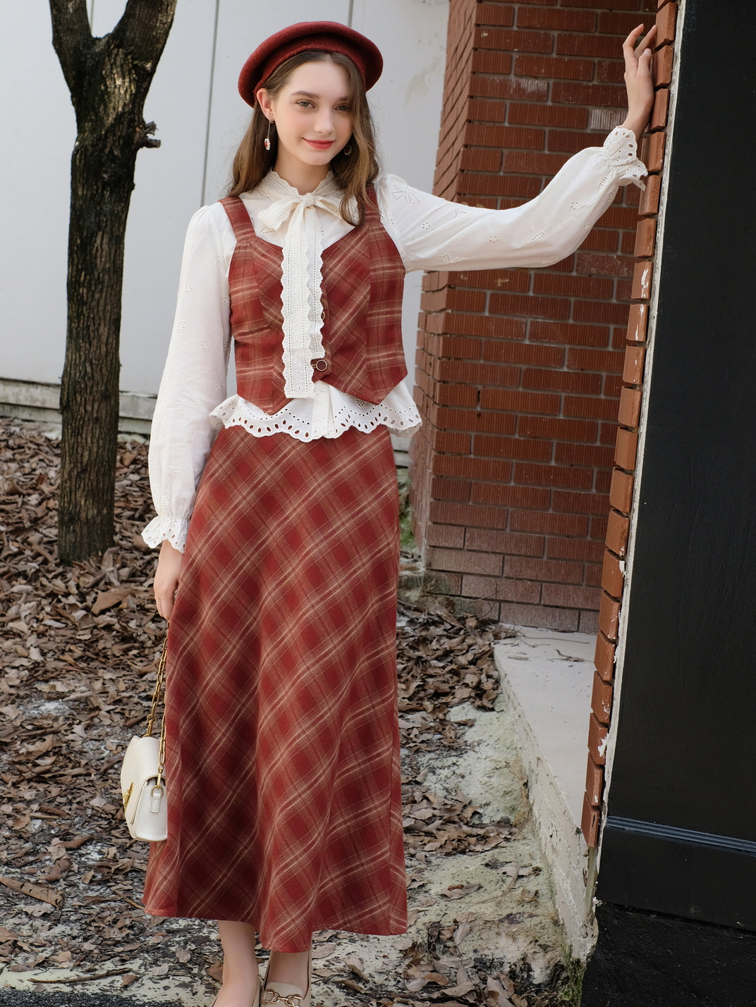 Red Checkered Vintage Cotton Vest