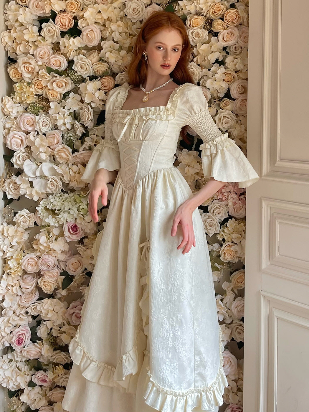 Victorian Dream Ivory Ruffled Gown