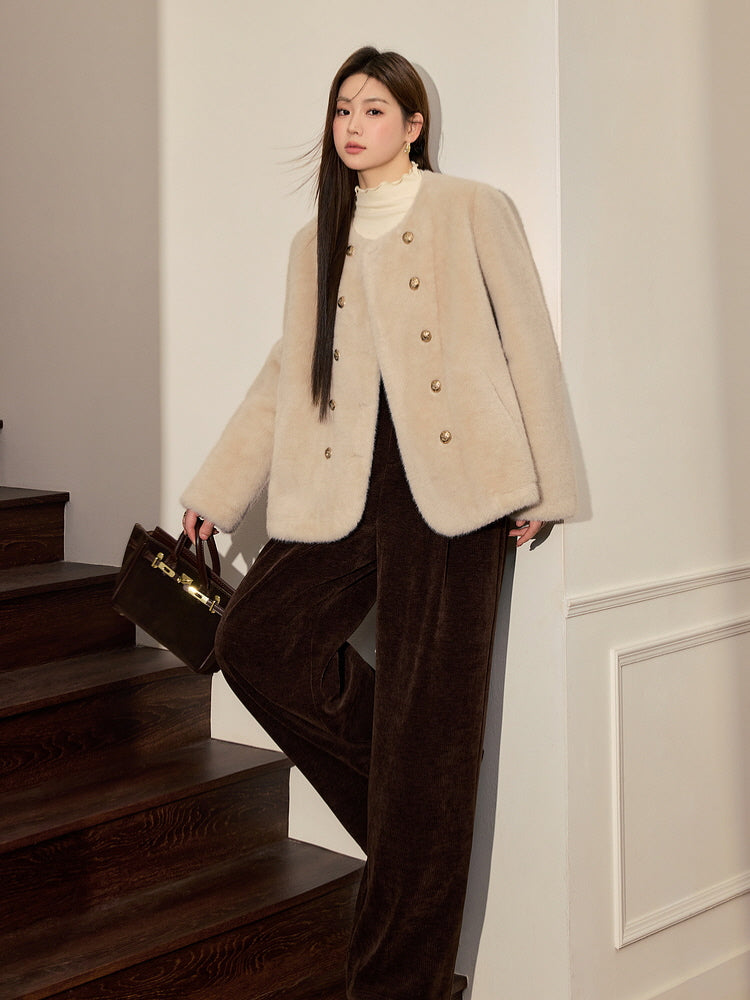 Luxe Faux Fur Cream Coat