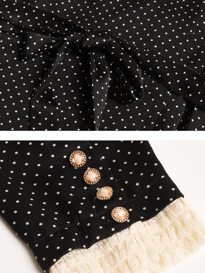 Vintage-Inspired Black Polka Dot Dress