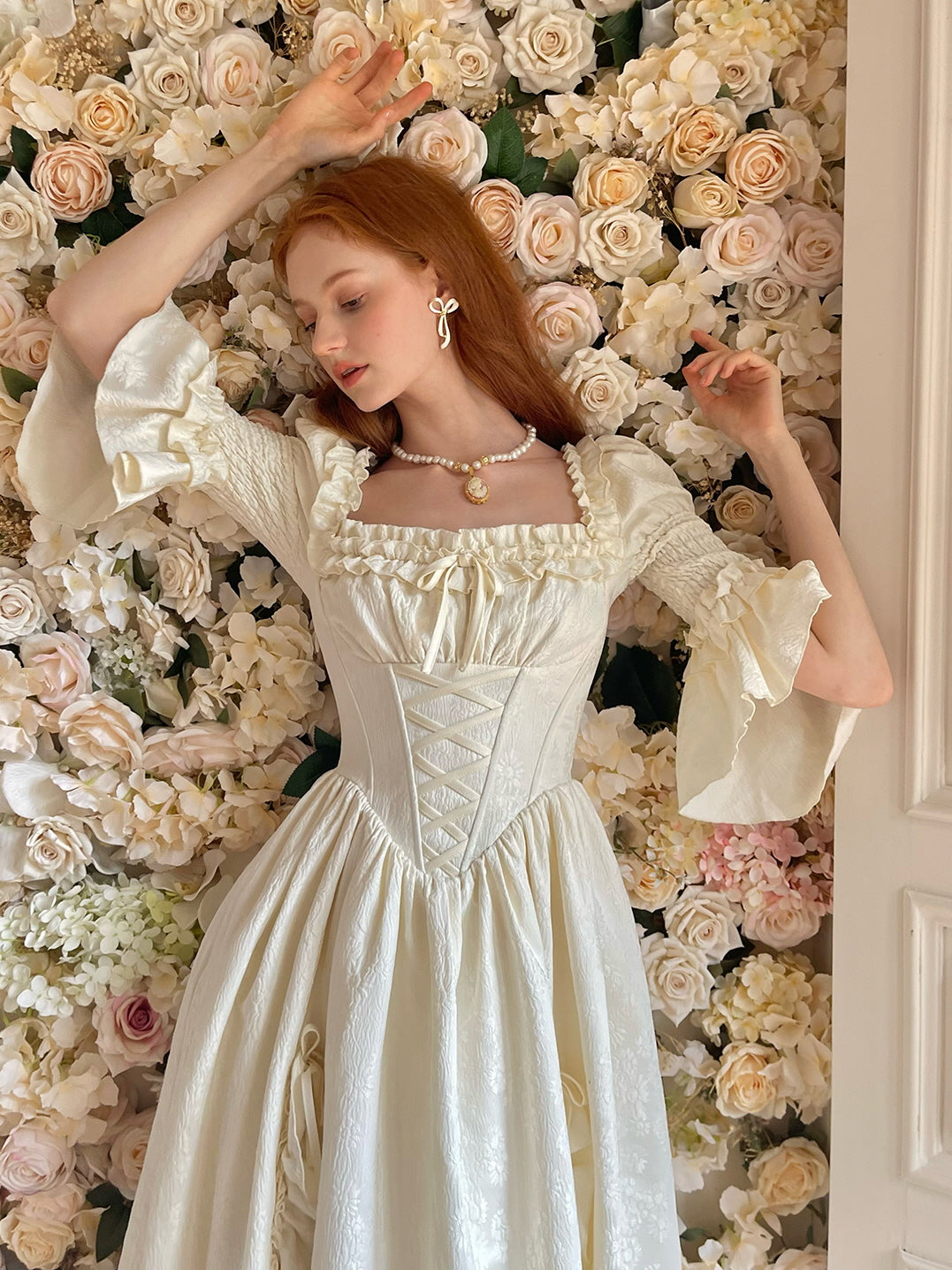 Victorian Dream Ivory Ruffled Gown