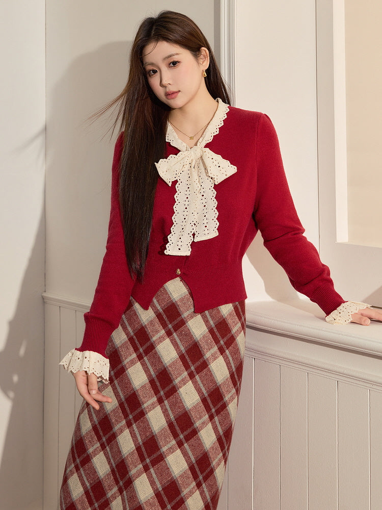 Ruby Bow Lace Sweater