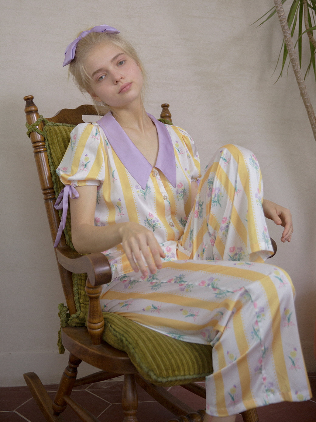 Sunlit Blossom Silk Pajamas