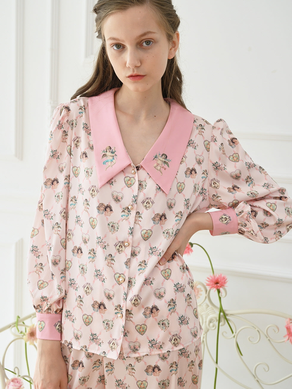 Vintage Cherub Silk Pajama