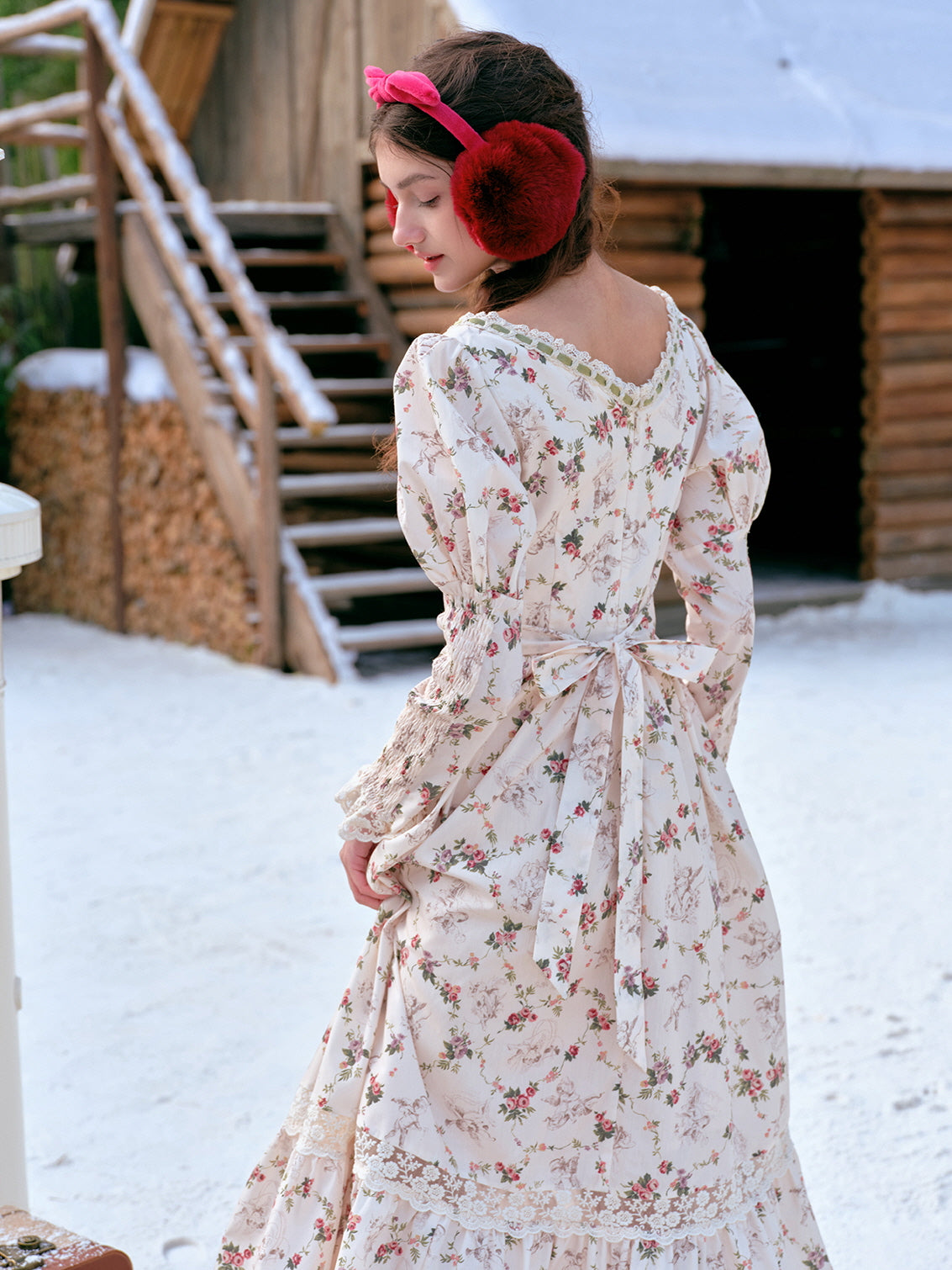Vintage Floral Cottagecore Lace Dress - Ivory / XS Vintage Floral Cottagecore Lace Dress - Ivory / XS
