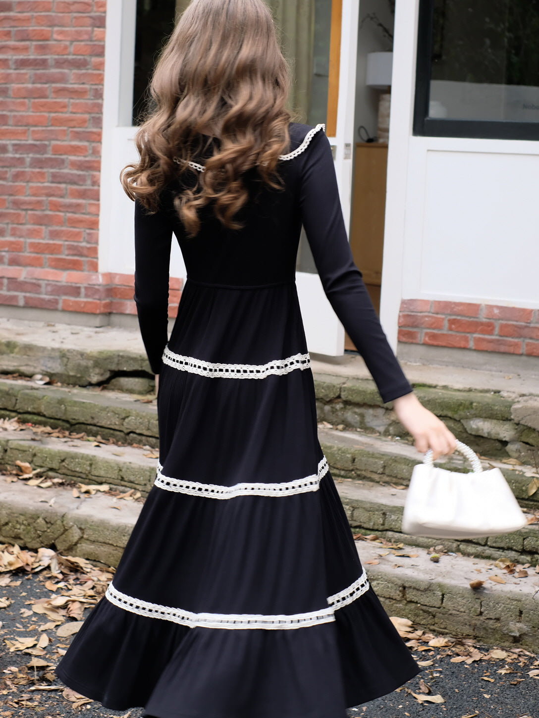 Vintage Black Lace Tiered Dress