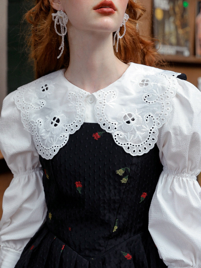 Victorian-Inspired Lace Collar Blouse