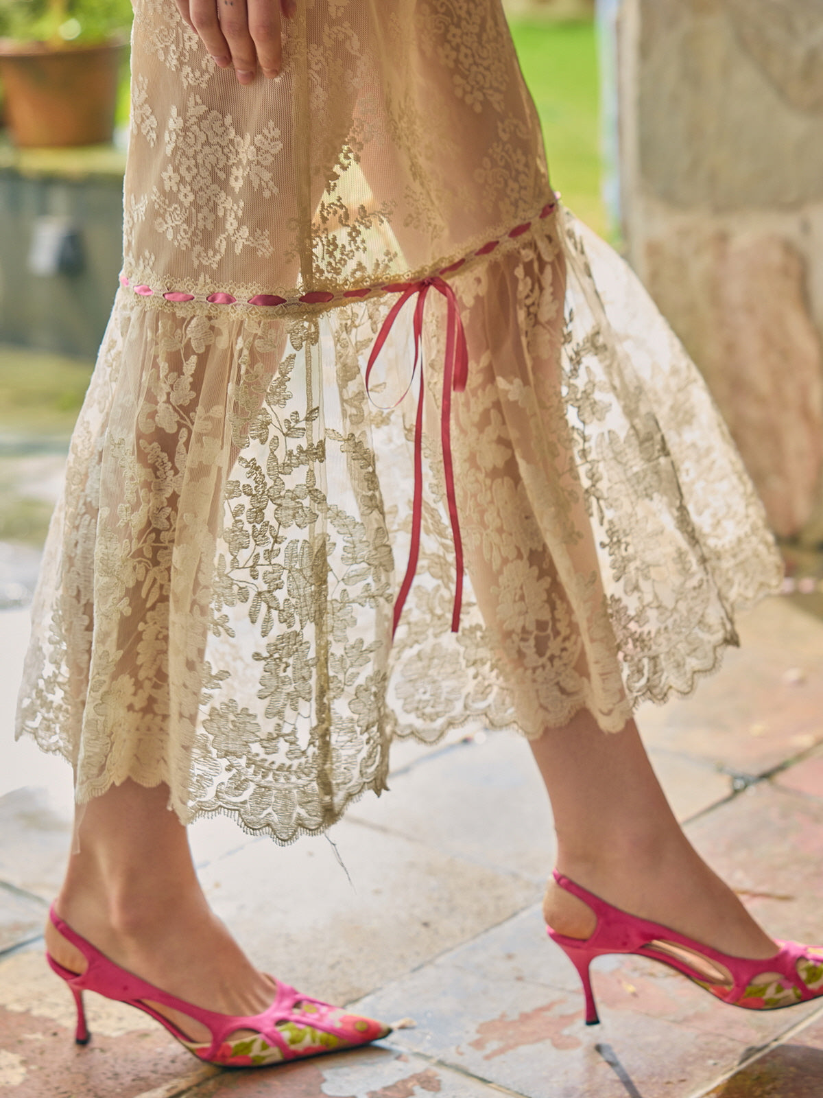 Watercolor Vintage Lace Skirt