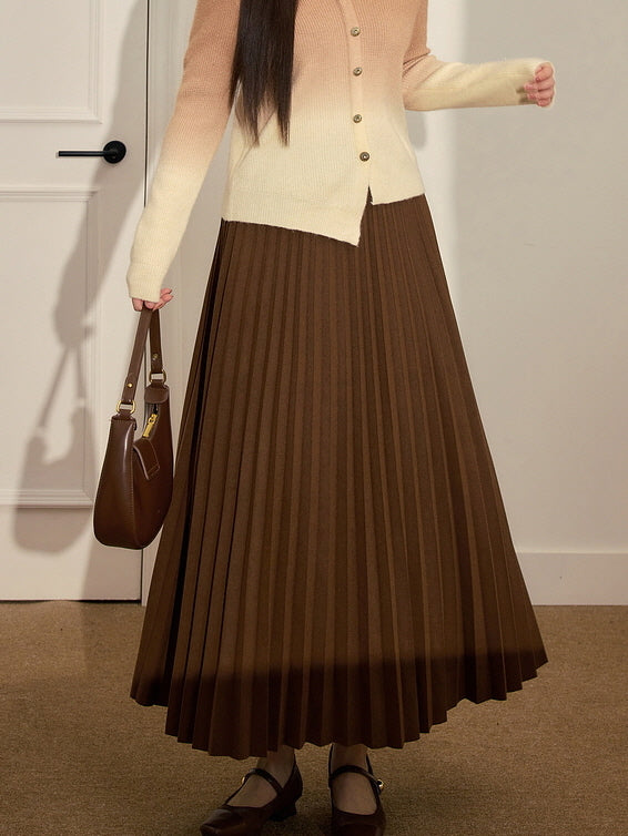 Classic Pleated Brown Skirt