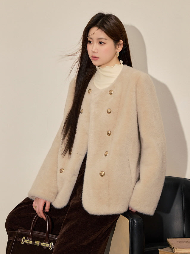 Luxe Faux Fur Cream Coat