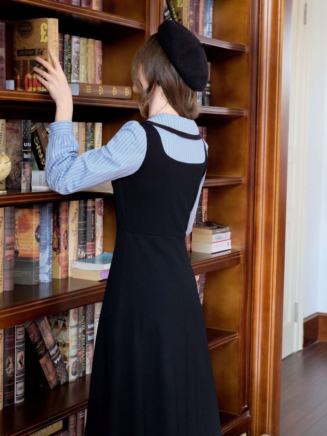 Vintage Sailor Collar Layered Shirt Dress