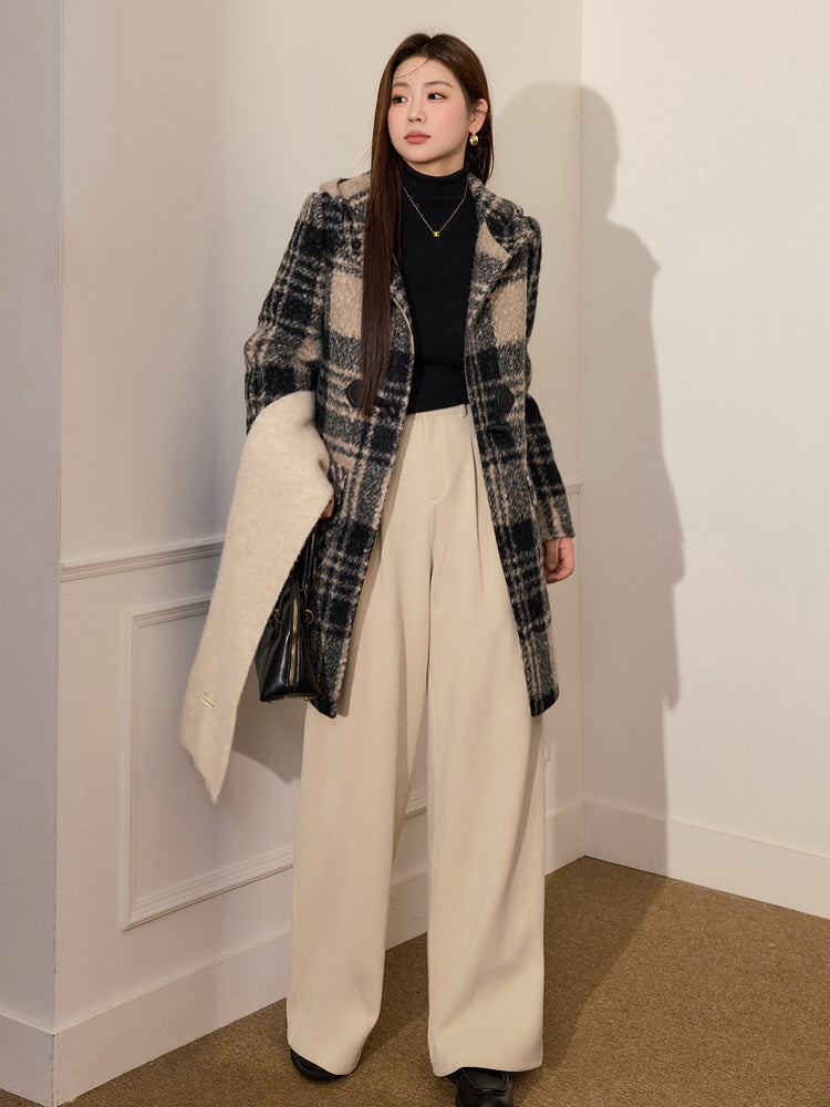 Checkered Hooded Toggle Coat